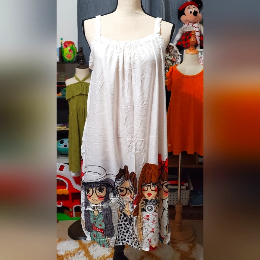 Challis dress in white